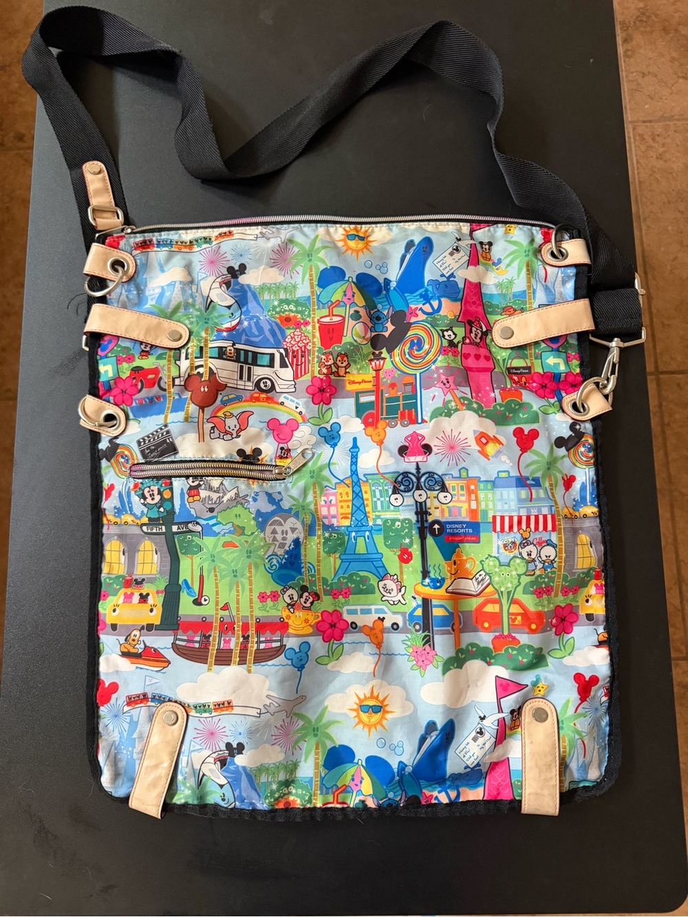 Colorful Illustrated Crossbody Tote - Multicolor